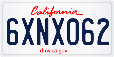 CA license plate 6XNX062