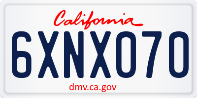CA license plate 6XNX070