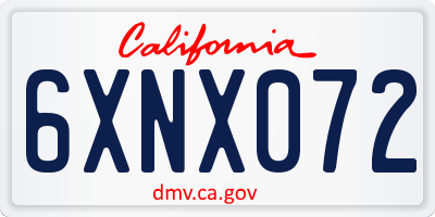 CA license plate 6XNX072