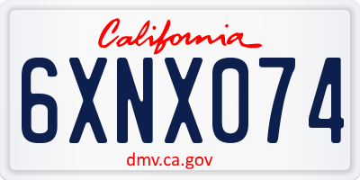 CA license plate 6XNX074