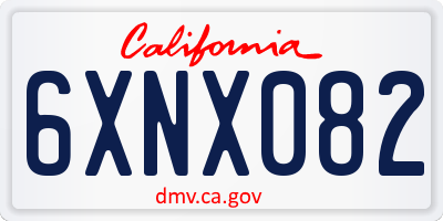 CA license plate 6XNX082