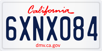 CA license plate 6XNX084