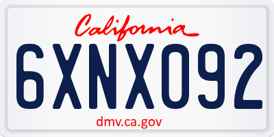 CA license plate 6XNX092
