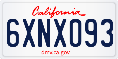 CA license plate 6XNX093