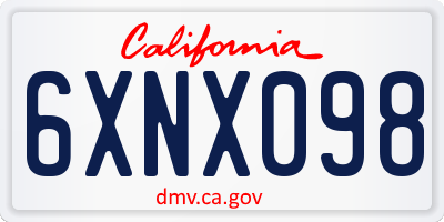 CA license plate 6XNX098