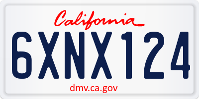 CA license plate 6XNX124