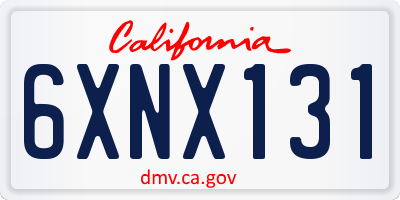 CA license plate 6XNX131