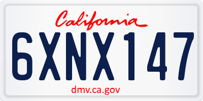 CA license plate 6XNX147