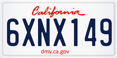 CA license plate 6XNX149