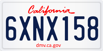 CA license plate 6XNX158