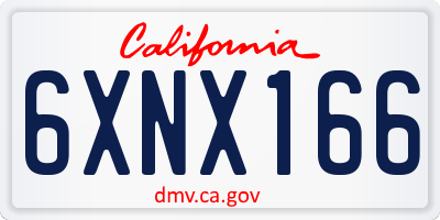 CA license plate 6XNX166