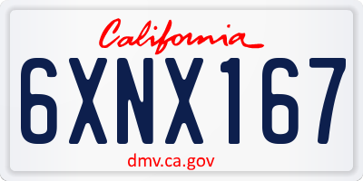 CA license plate 6XNX167