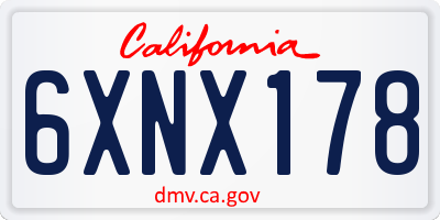 CA license plate 6XNX178