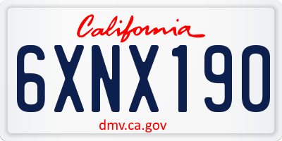 CA license plate 6XNX190
