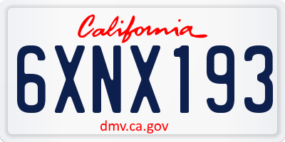 CA license plate 6XNX193