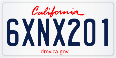 CA license plate 6XNX201