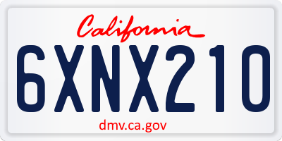 CA license plate 6XNX210