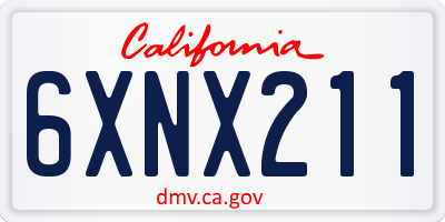 CA license plate 6XNX211