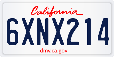 CA license plate 6XNX214