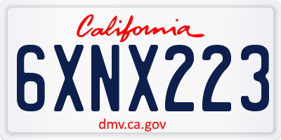 CA license plate 6XNX223
