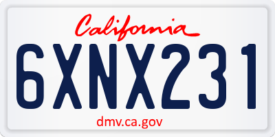 CA license plate 6XNX231