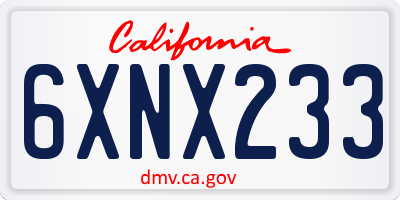CA license plate 6XNX233