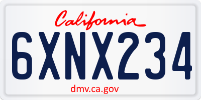 CA license plate 6XNX234