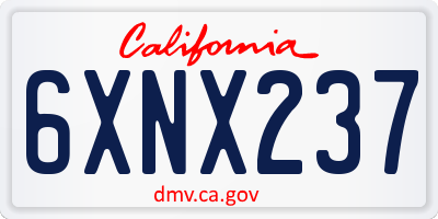 CA license plate 6XNX237