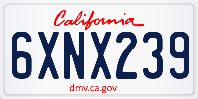 CA license plate 6XNX239