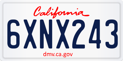 CA license plate 6XNX243