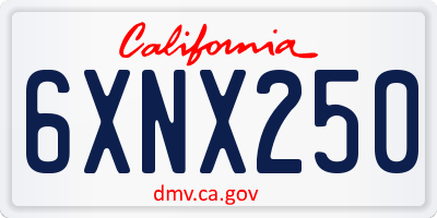 CA license plate 6XNX250