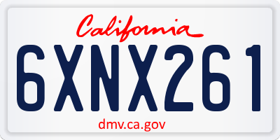 CA license plate 6XNX261