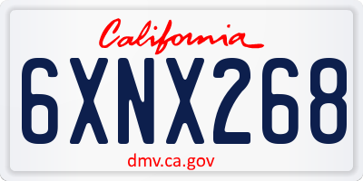 CA license plate 6XNX268