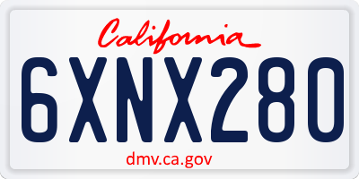 CA license plate 6XNX280
