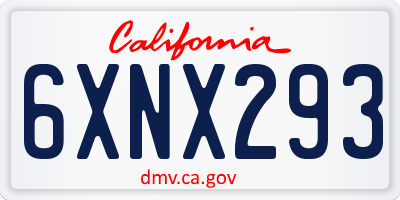 CA license plate 6XNX293