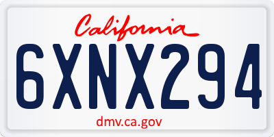 CA license plate 6XNX294