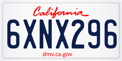 CA license plate 6XNX296