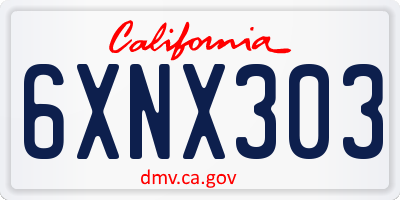 CA license plate 6XNX303