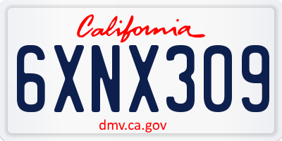 CA license plate 6XNX309