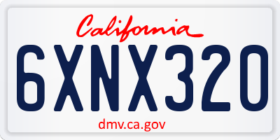 CA license plate 6XNX320
