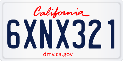 CA license plate 6XNX321