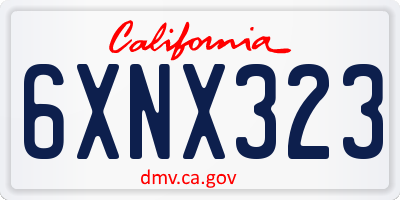 CA license plate 6XNX323
