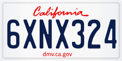 CA license plate 6XNX324