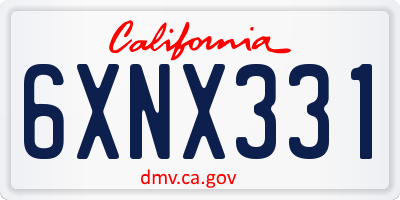 CA license plate 6XNX331