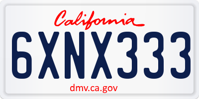 CA license plate 6XNX333