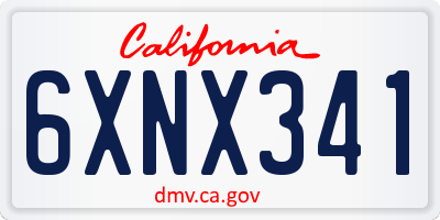 CA license plate 6XNX341