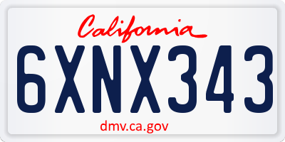 CA license plate 6XNX343