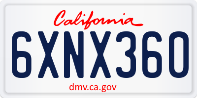 CA license plate 6XNX360