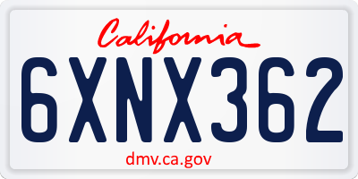 CA license plate 6XNX362