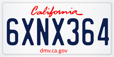 CA license plate 6XNX364